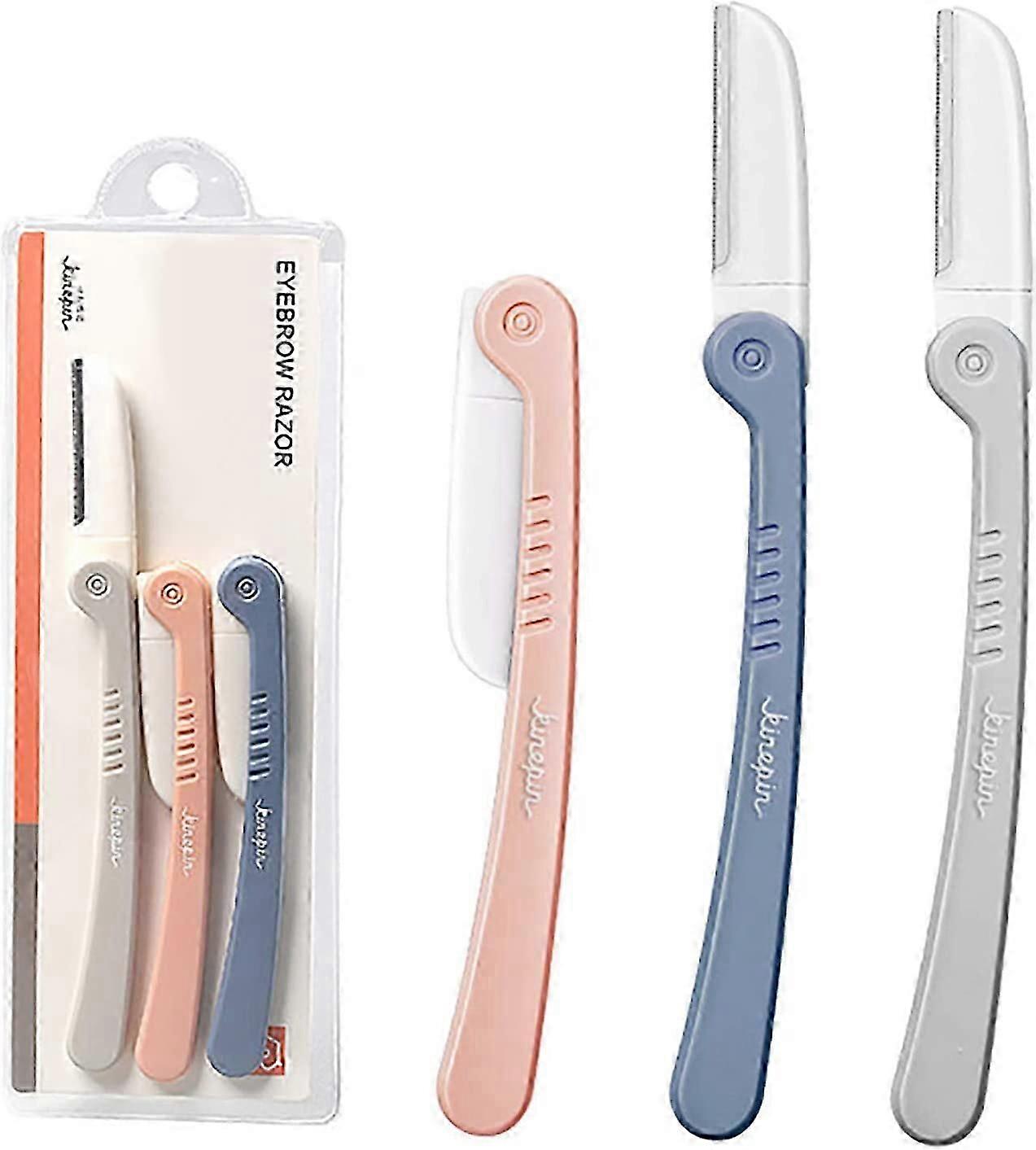 Wenkbrauw scheermessen gezichtshaar verwijderaar wenkbrauw vormer, gezichtshaar verwijderaar bladen, gezicht scheermessen voor vrouwen mannen scheermessen (grijs blauw roze)