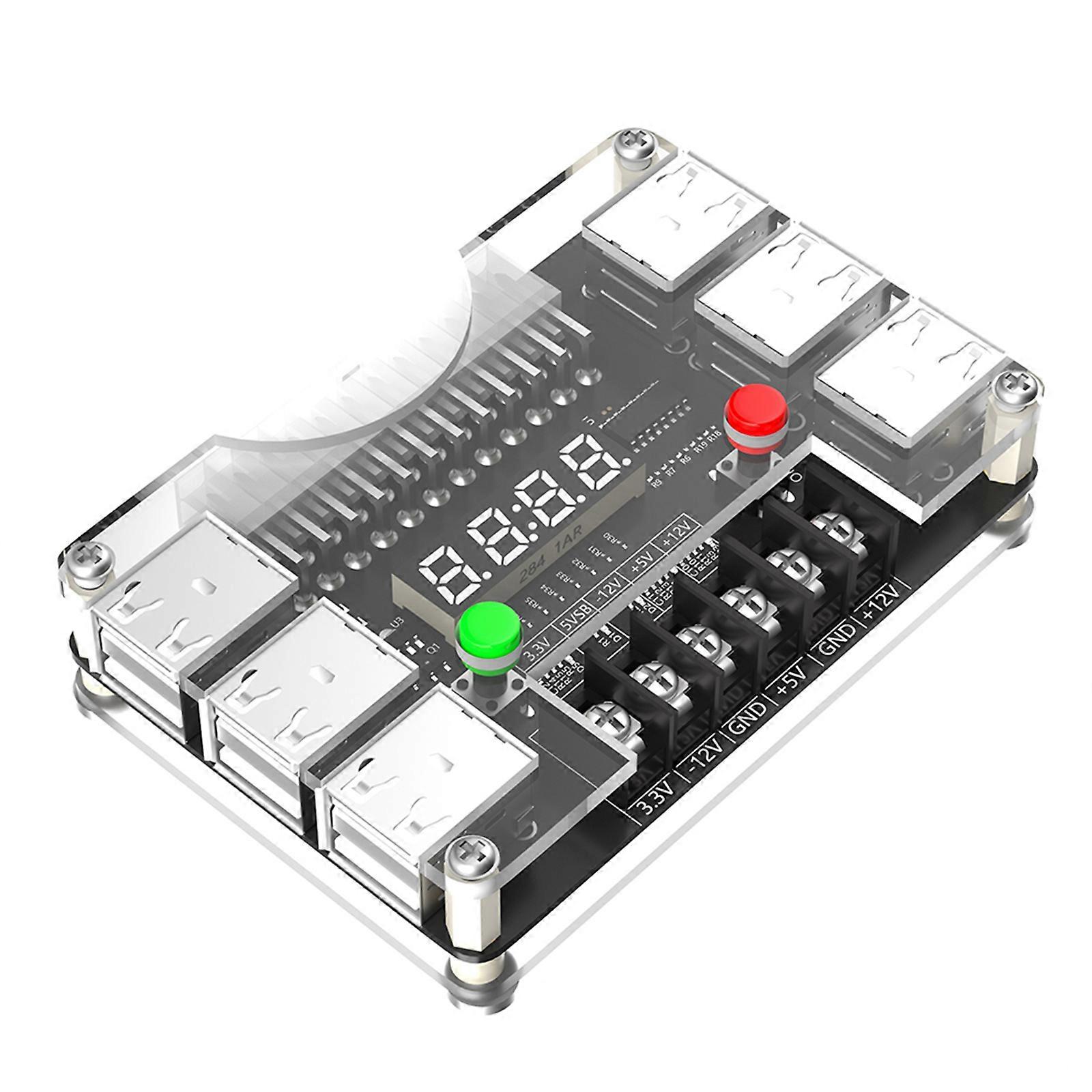24 Pin Power Supply Breakouts Board Power Module Adapter Plug Adjustable Voltage Button 12 Port USB QC2.0 QC3.0