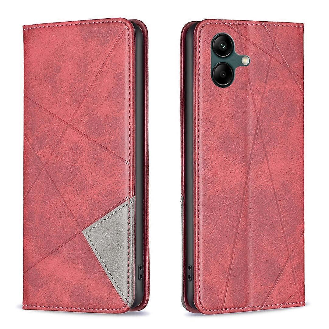 Rhombus Texture Magnetic Leather Phone Case