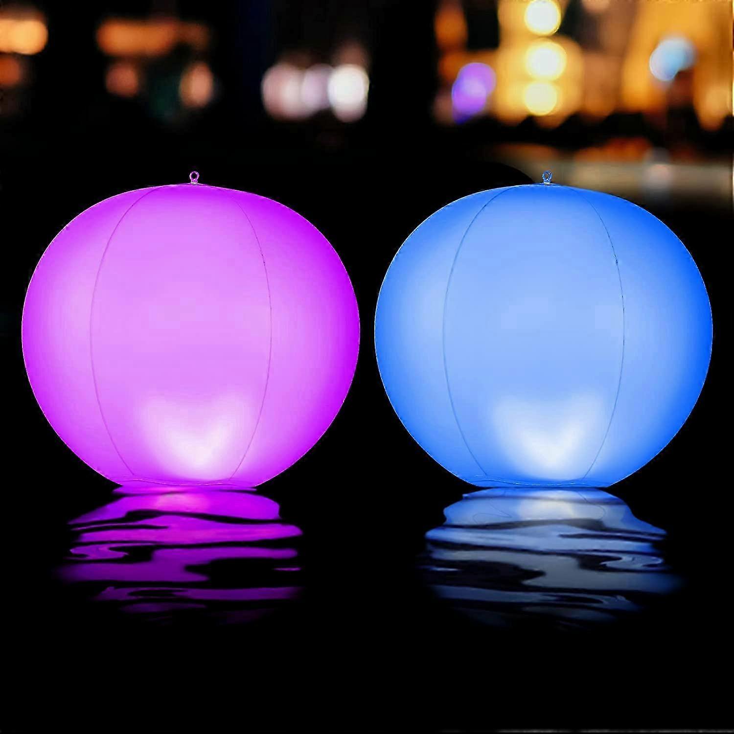 Set of 2 Solar Infrared Inflatable Floating Balls, Glowing Spheres with 16 Color Options and Soft Lighting, Waterproof Water Lights with Tim