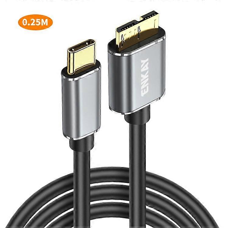 ENKAY HAT PRINCE 0.25m USB 3.1 Type-C to USB 3.0 Micro B Cable for Camera Hard Drive Charging Data Cable