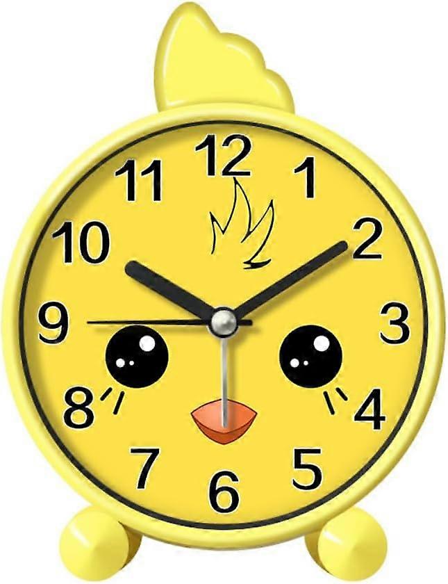 No-tick loud alarm clock - analog alarm clock with night light and snooze function (chicken)