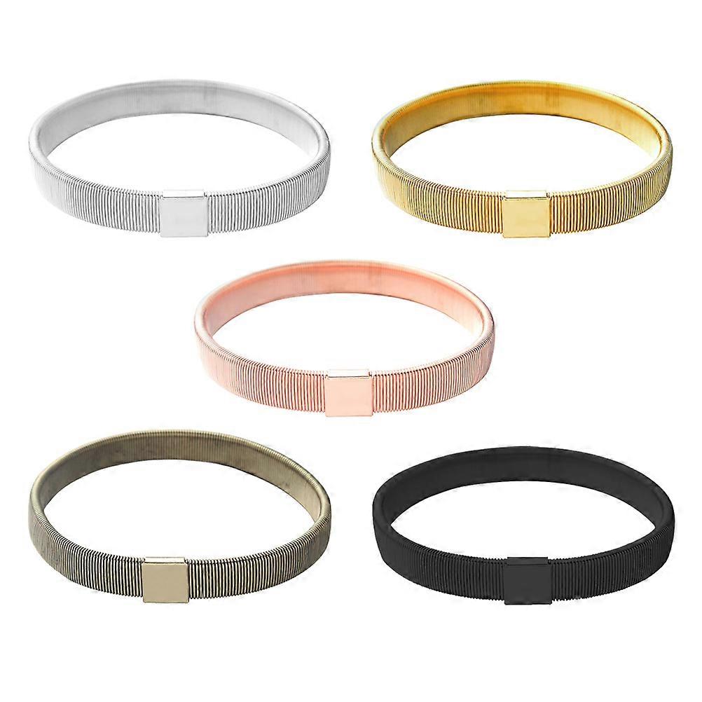 5pcs Men's Stretchable Metal Armband Bracelet, Durable Elastic Cuff Armlet Sleeve for Mixed Color Style