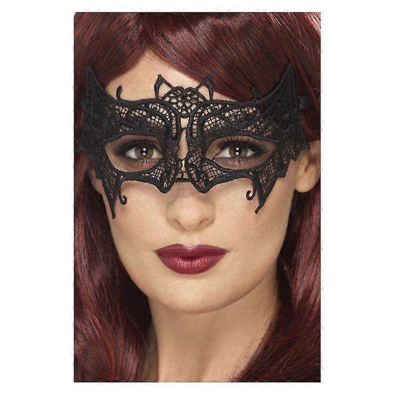 Embroidered Lace Filigree Bat Eyemask Black 45089