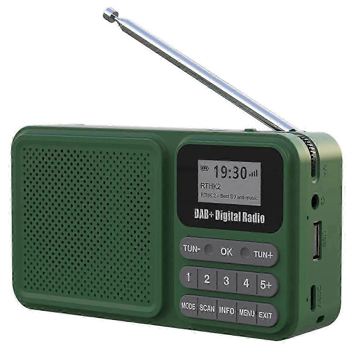 Bärbar DAB+ digitalradio med solenergi och Bluetooth FM