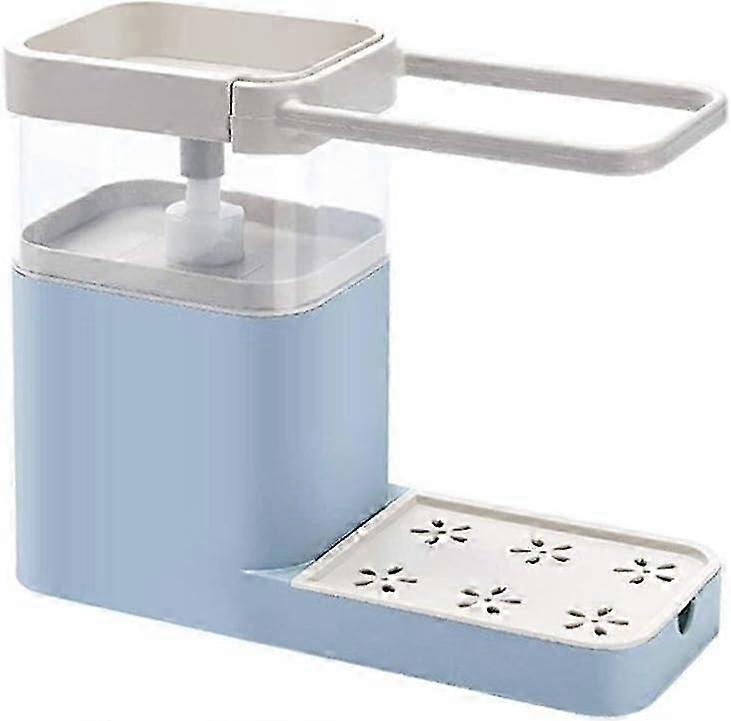 Multifunctional Blue Kitchen Sink Organizer with Soap Dispenser & Dish Rack