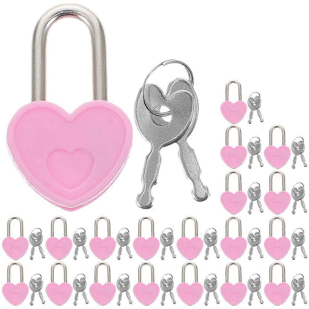 20 sets of Small Metal Padlock Heart Shaped Padlock Storage Box Mini Lock with Key