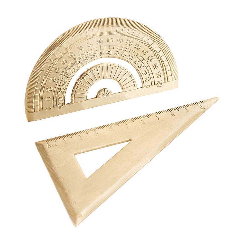 Geometry Measurement Ruler Set Metal Triangle Protractor for Students School Use 12X7X0.15CM Drawing Portable