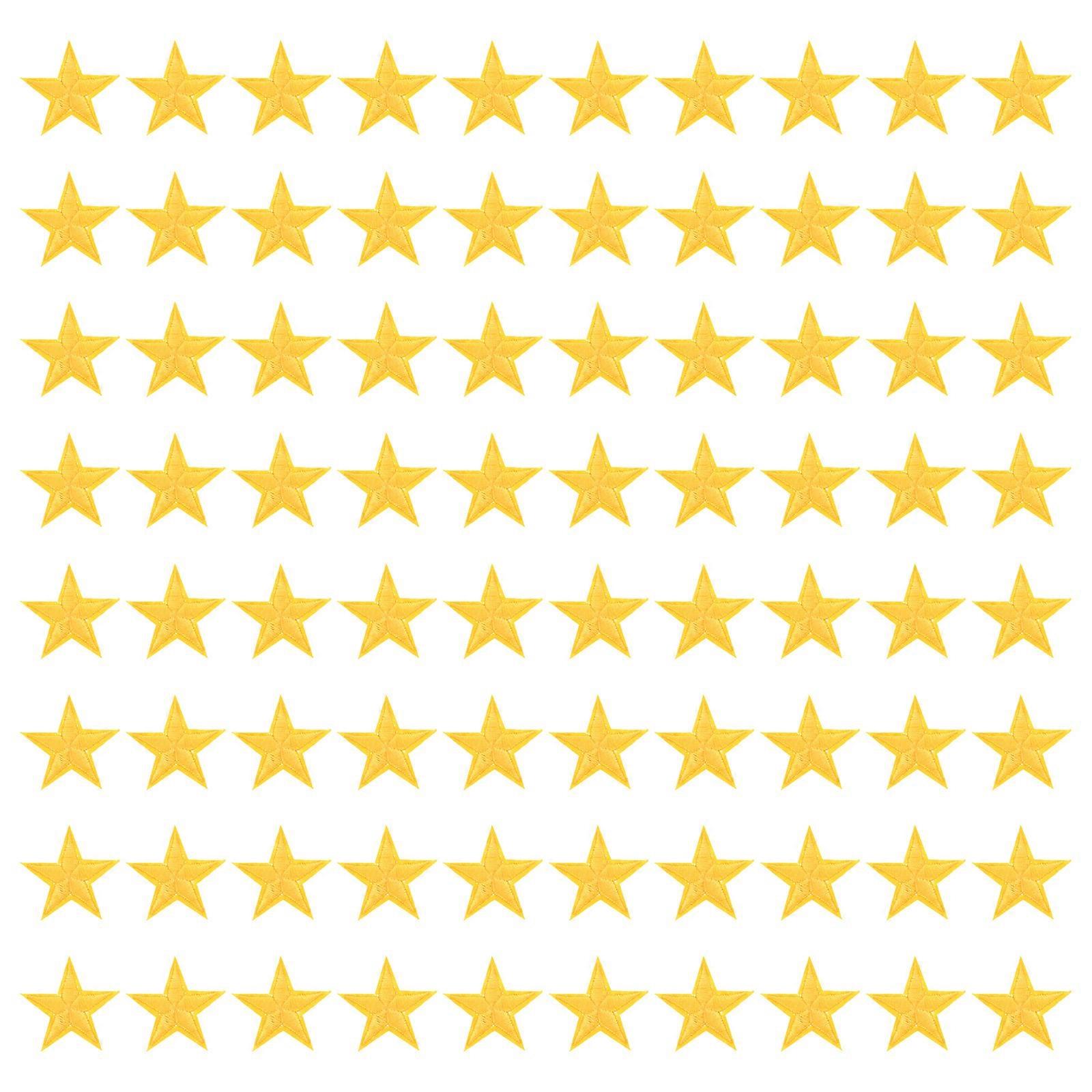 Star Embroidered Patch Five-Pointed Star Applique Textile Accessories Yellow 4X4cm Decorating Clothes 80Set