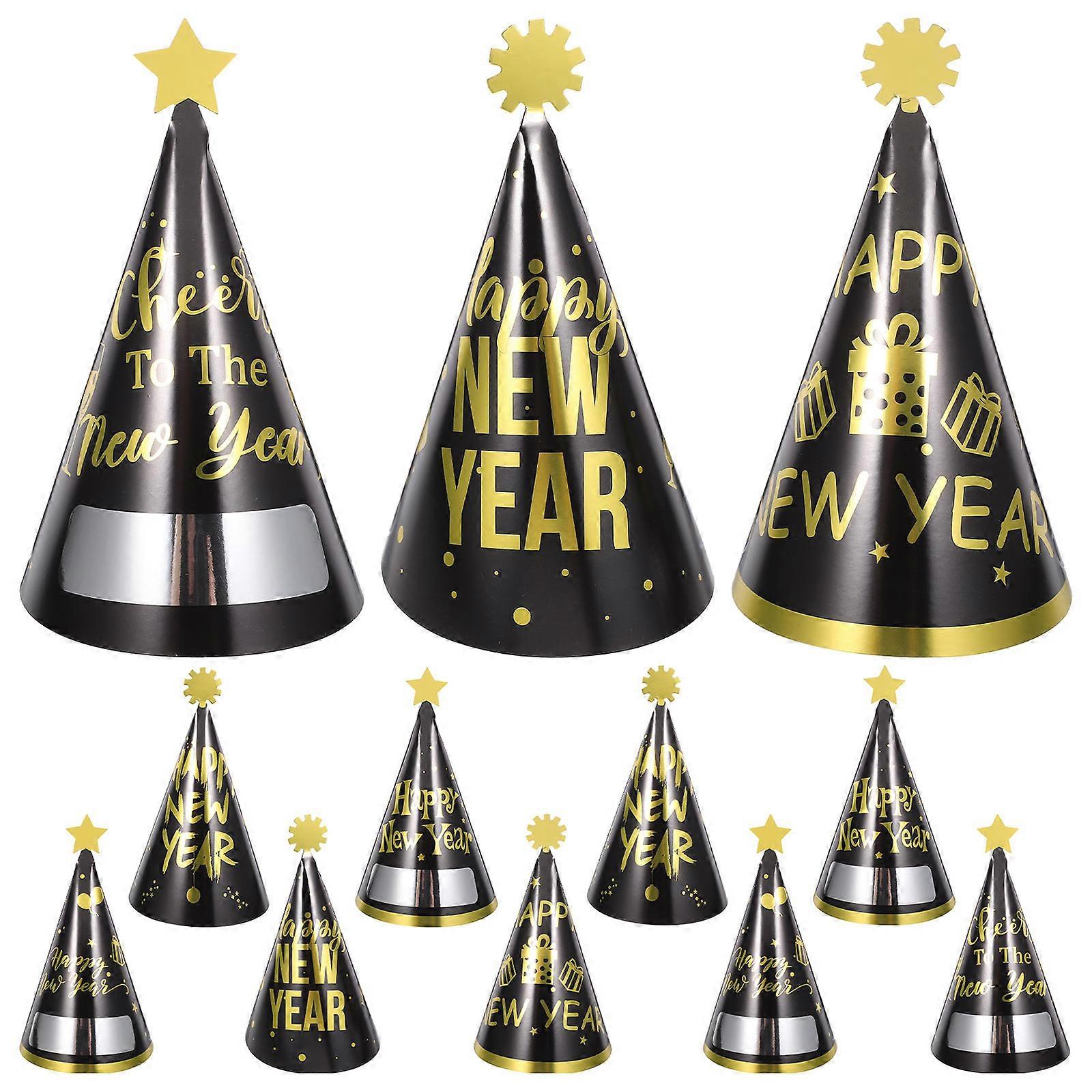 12pcs Party Cone Hats for Year Eve Celebration, Theme, Comfortable Adult Accessory