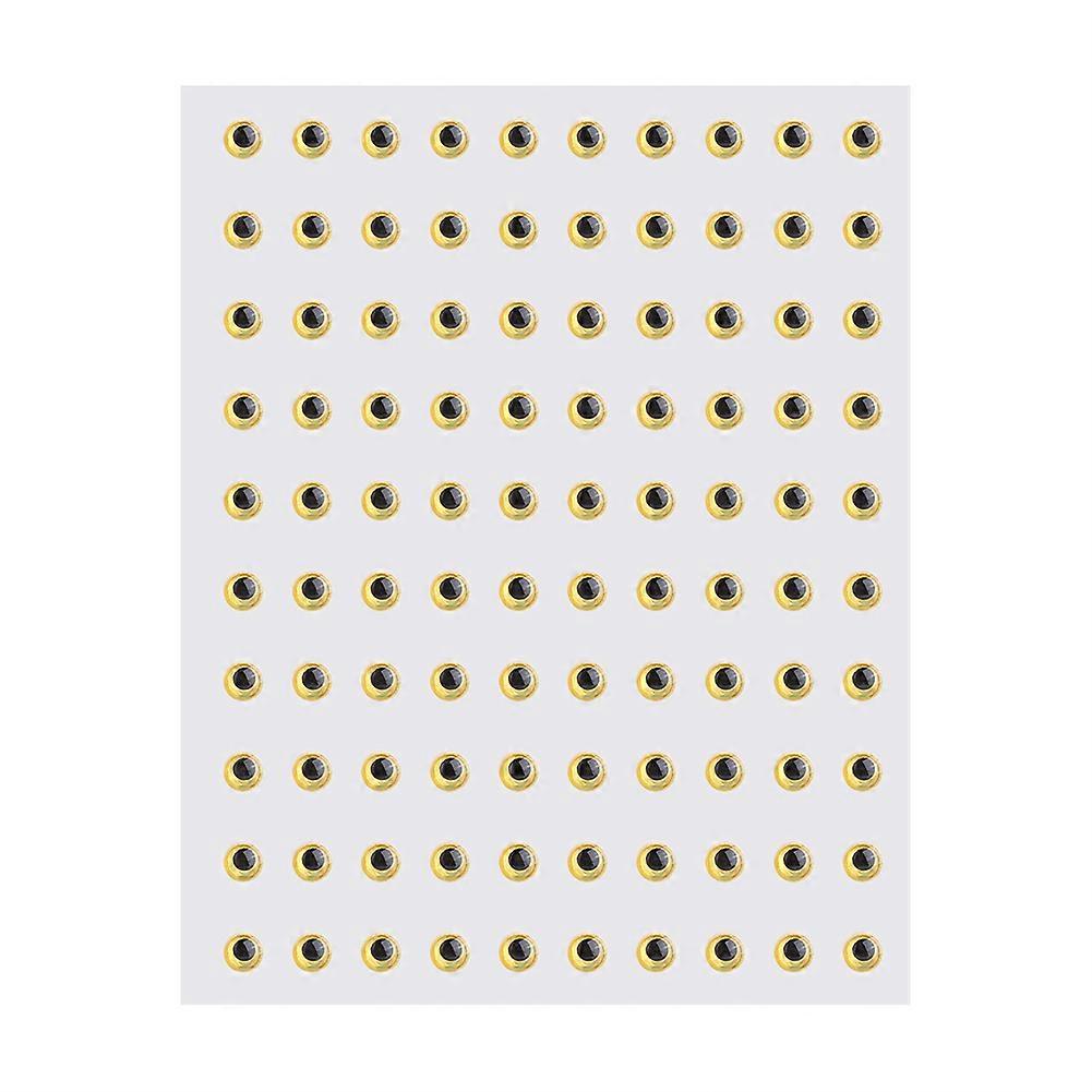 100pcs 3D Epoxy Eyes Adhesive Realistic Fishing Lure Eyes (Golden, 3mm)