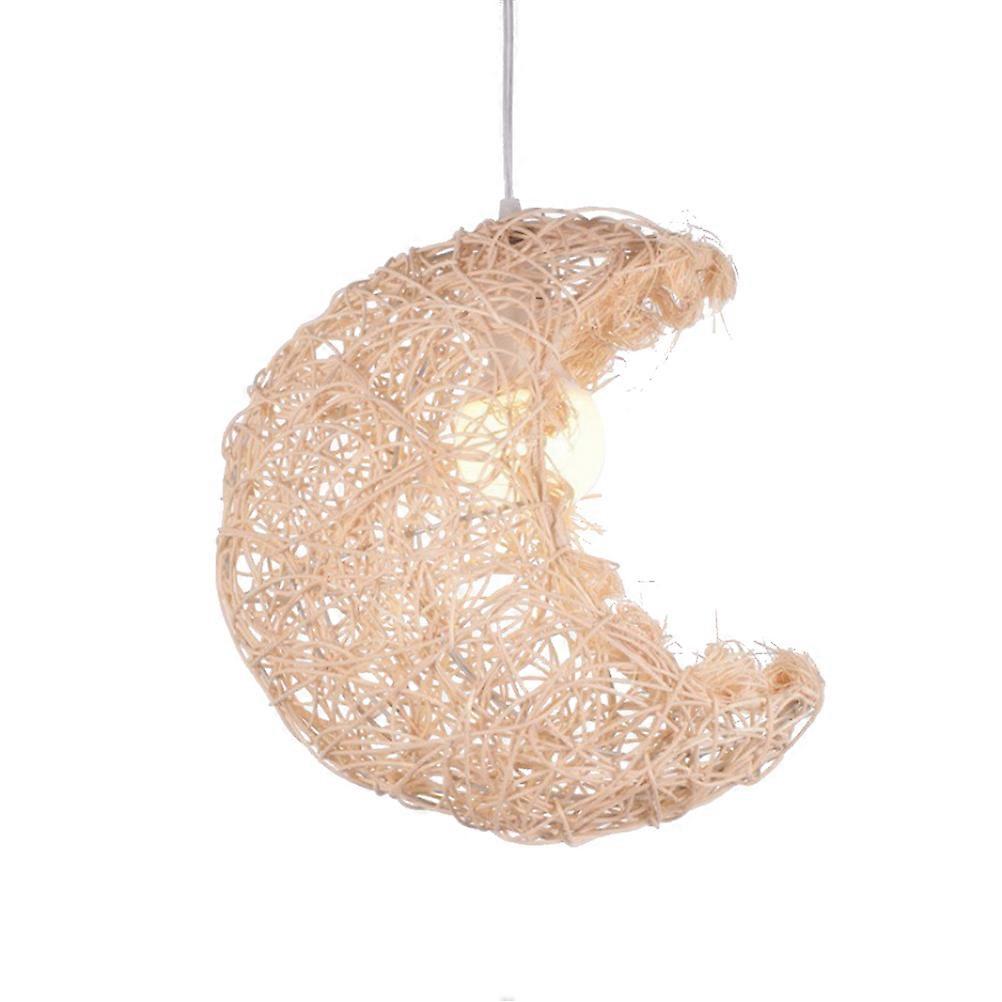 Bedroom Light Fixture Rattan Chandelier Hanging Lamp for Living Room Rustic Style 30CM 1Set