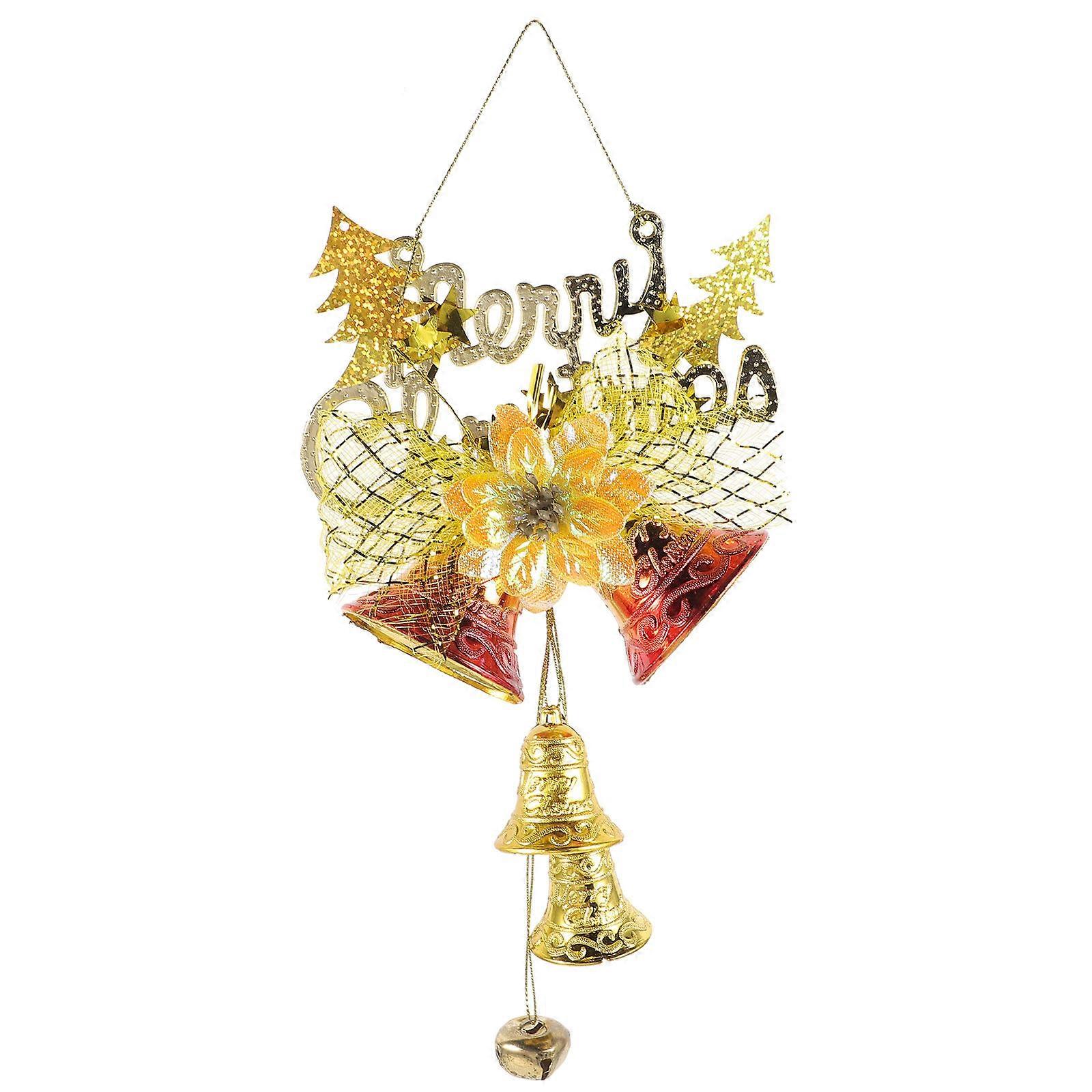 Crafted Jingle Bells Bow Knot Bells Double-Bell Pendants Christmas Party Decorative Item Random Color 4Pcs