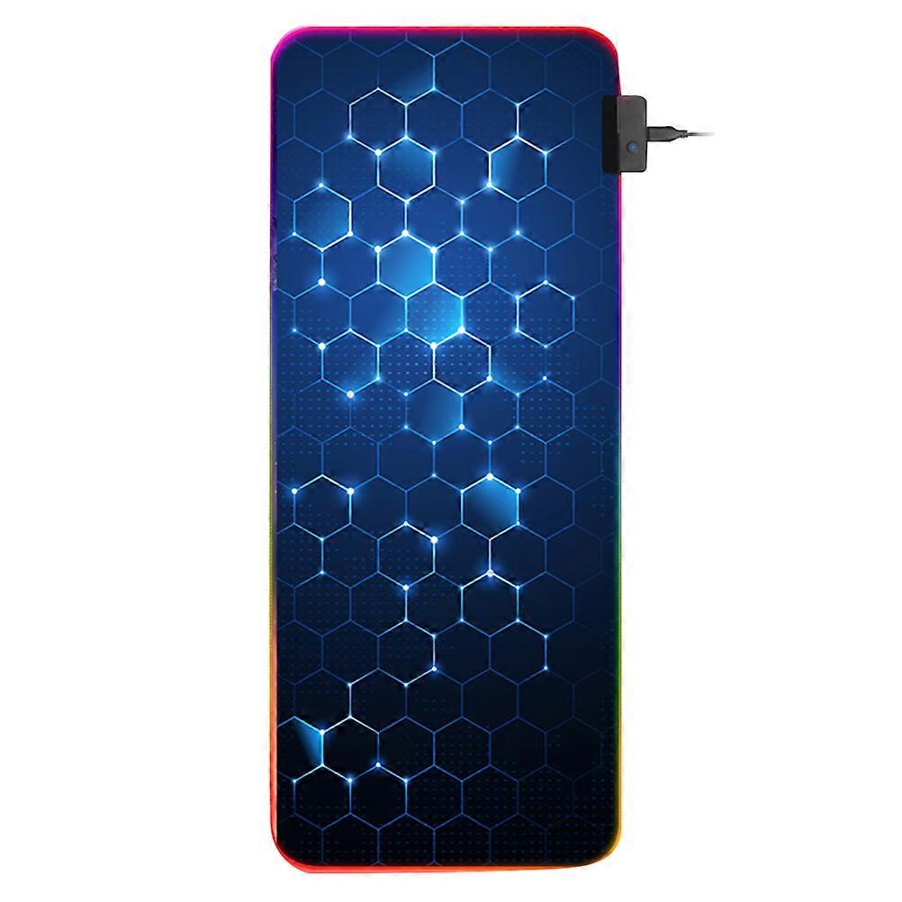 Touch-sensitive Light Mouse Pad Honeycomb Pattern Gaming Keyboard Mat for Gamers 80x30x0.4cm Black 1Pack