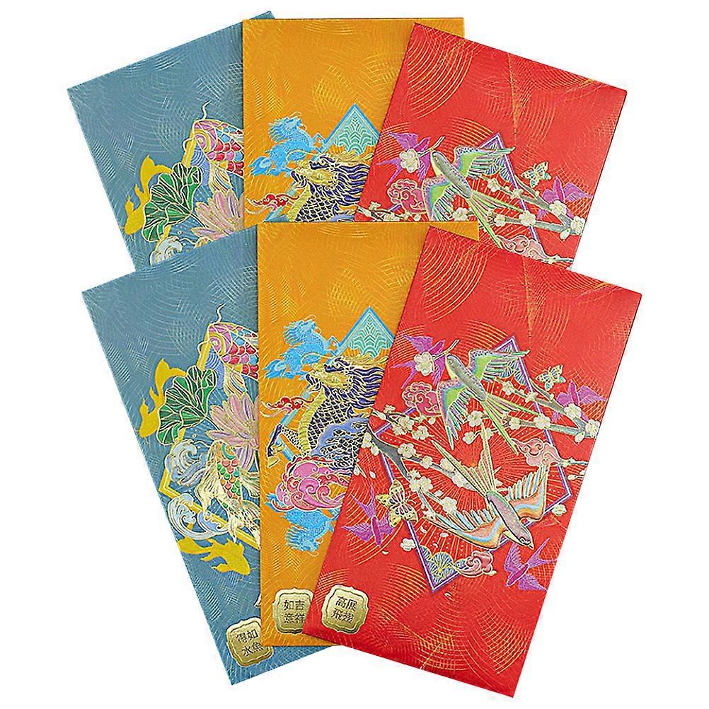 Paper Red Envelopes Chinese Style present Container Rectangular Shape 6Pcs For Chinese New Year