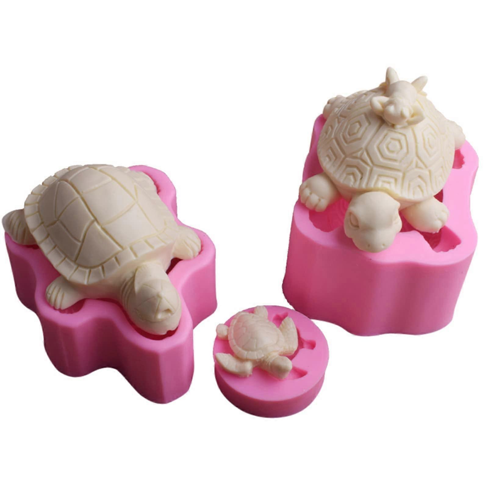 Handmade Silicone Turtle Fondant Mold Set - 3-Piece Non-Stick Flexible Cake Decorating Tool for Resin and Wax Crafts