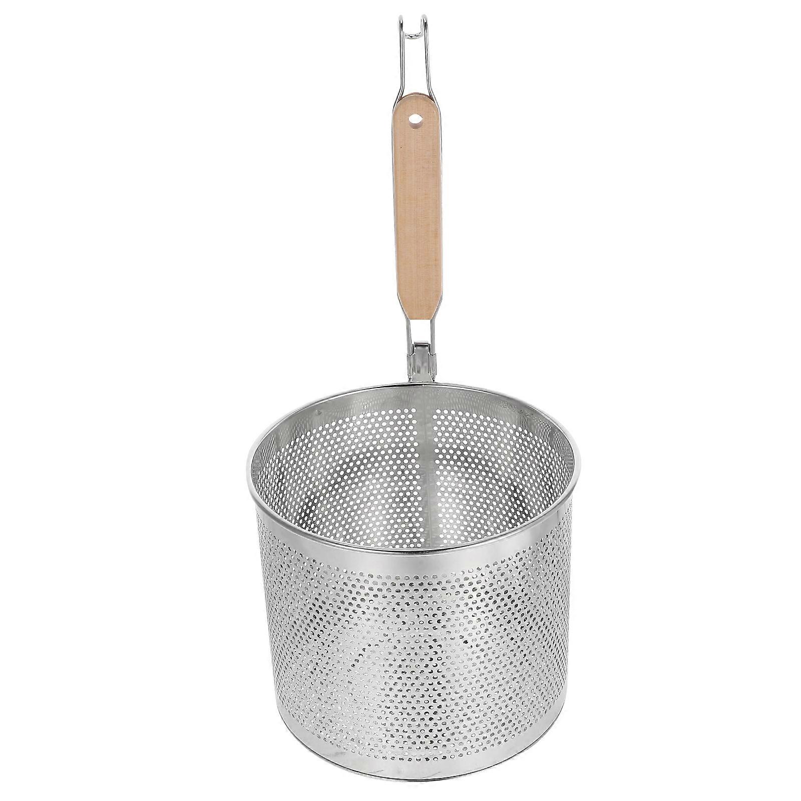 Pasta Strainer Mesh Multi-Functional Kitchen Tool With Long Handle For Draining Wooden Material 40.30X23.00X20.00CM 1Set