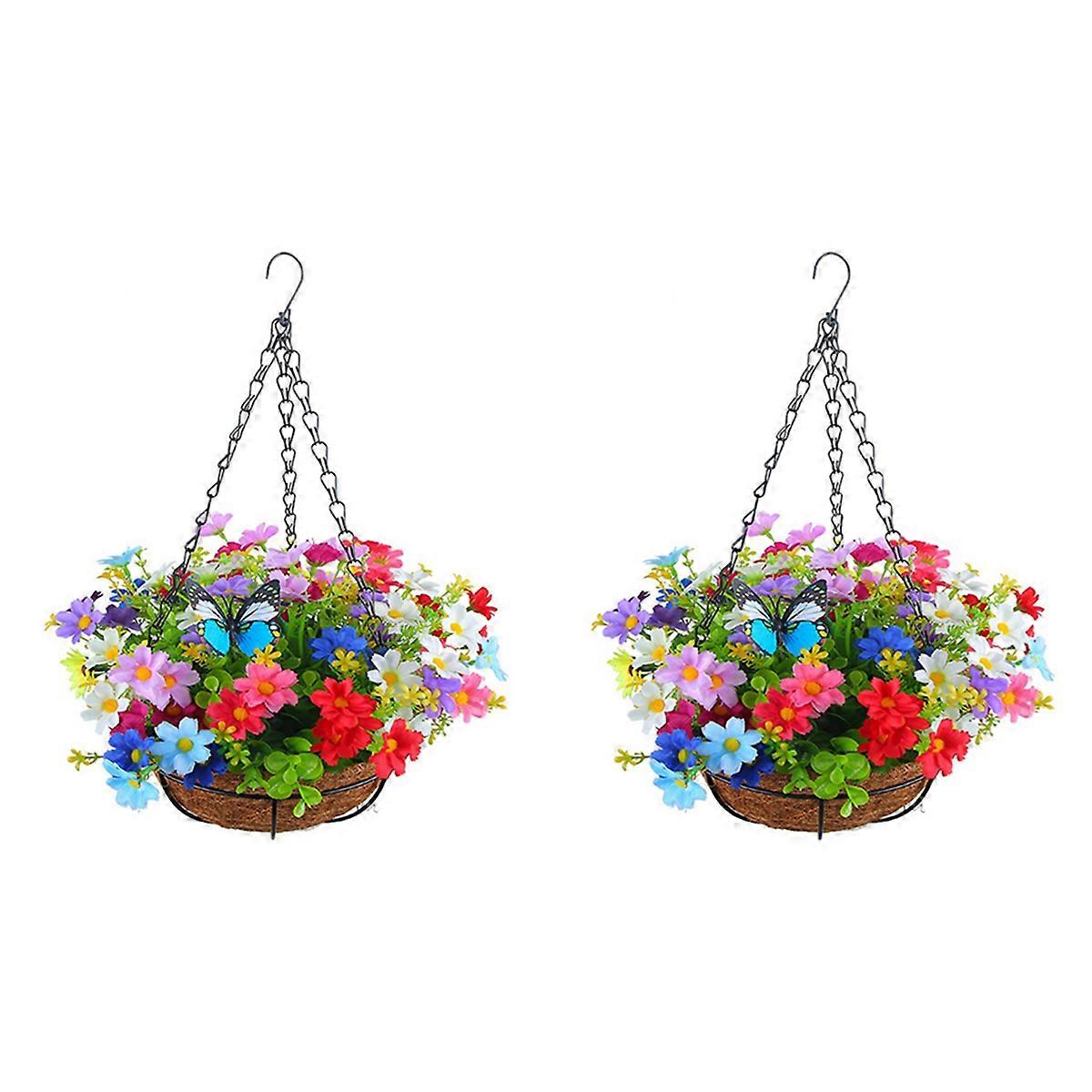 Artificial Hanging Flowers in Basket for Patio Lawn Garden Decor, for the Decoration of Outdoors and