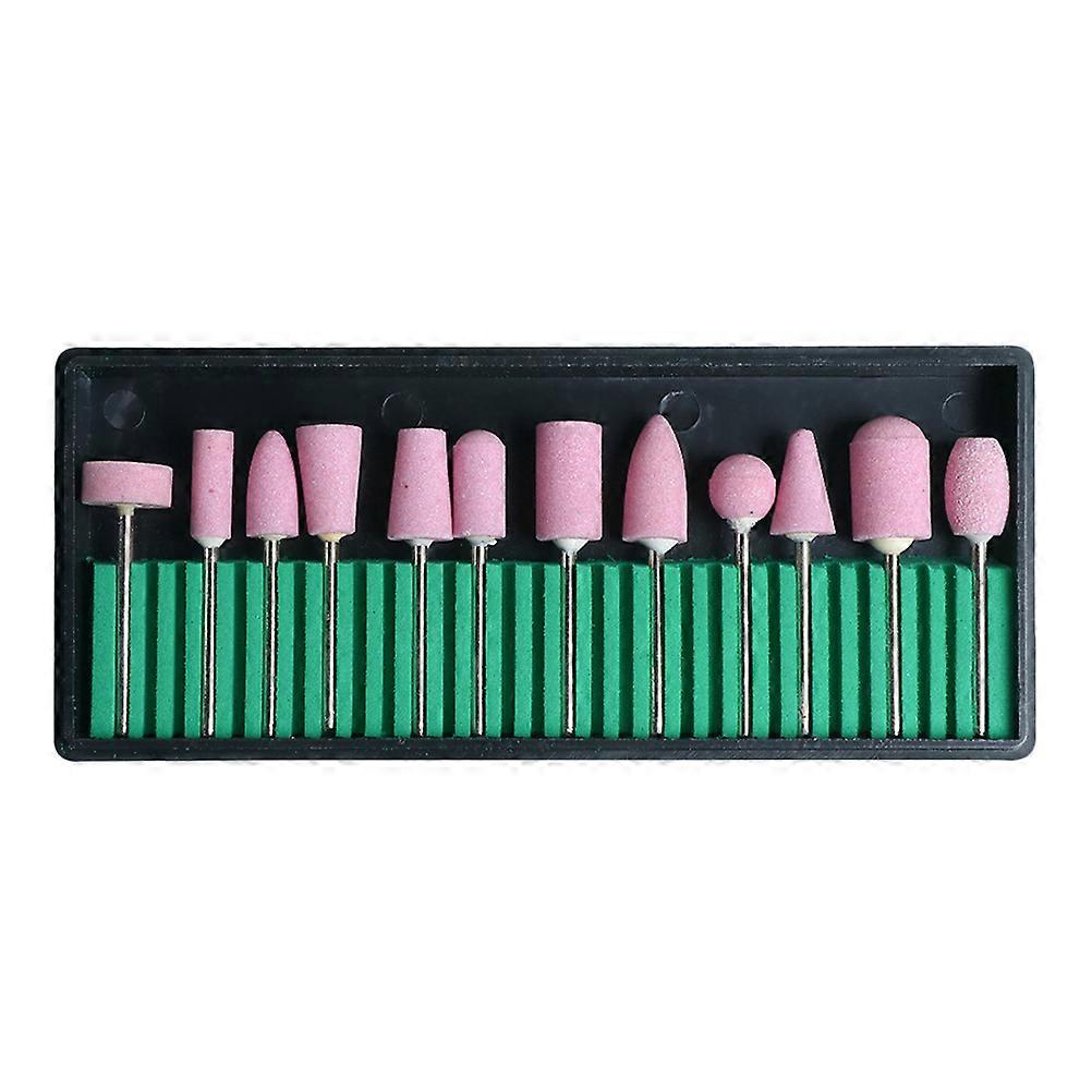 Sanding Nail Drill Bit Set Manicure Supply Pink Color Stainless Steel Polishing 12Set