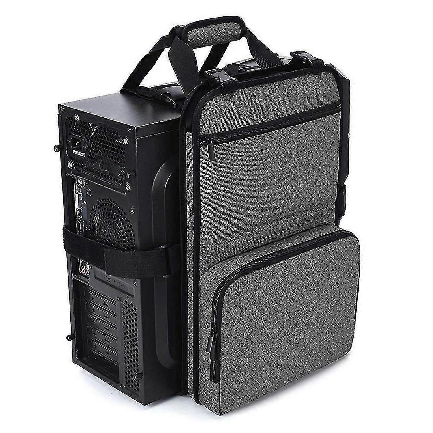 Desktop Computer Case Belt Holder Desktop Carrying Case with Pockets for Keyboard Cable Headphone fo