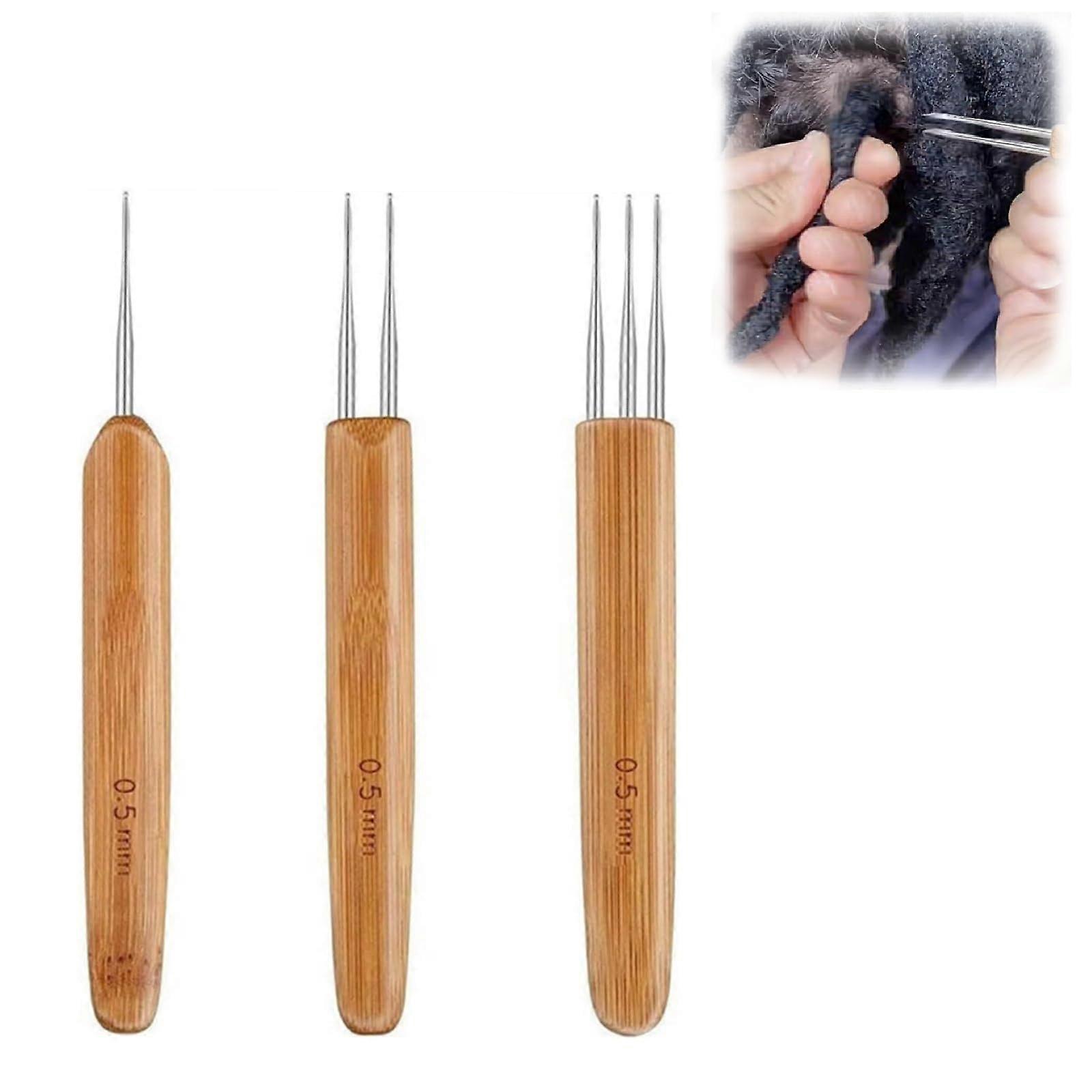 Crochet Hooks for Dreads - 3 Pack, 0.5 mm Dreadlock Needles, Dreadlocks Extension and Braiding Set