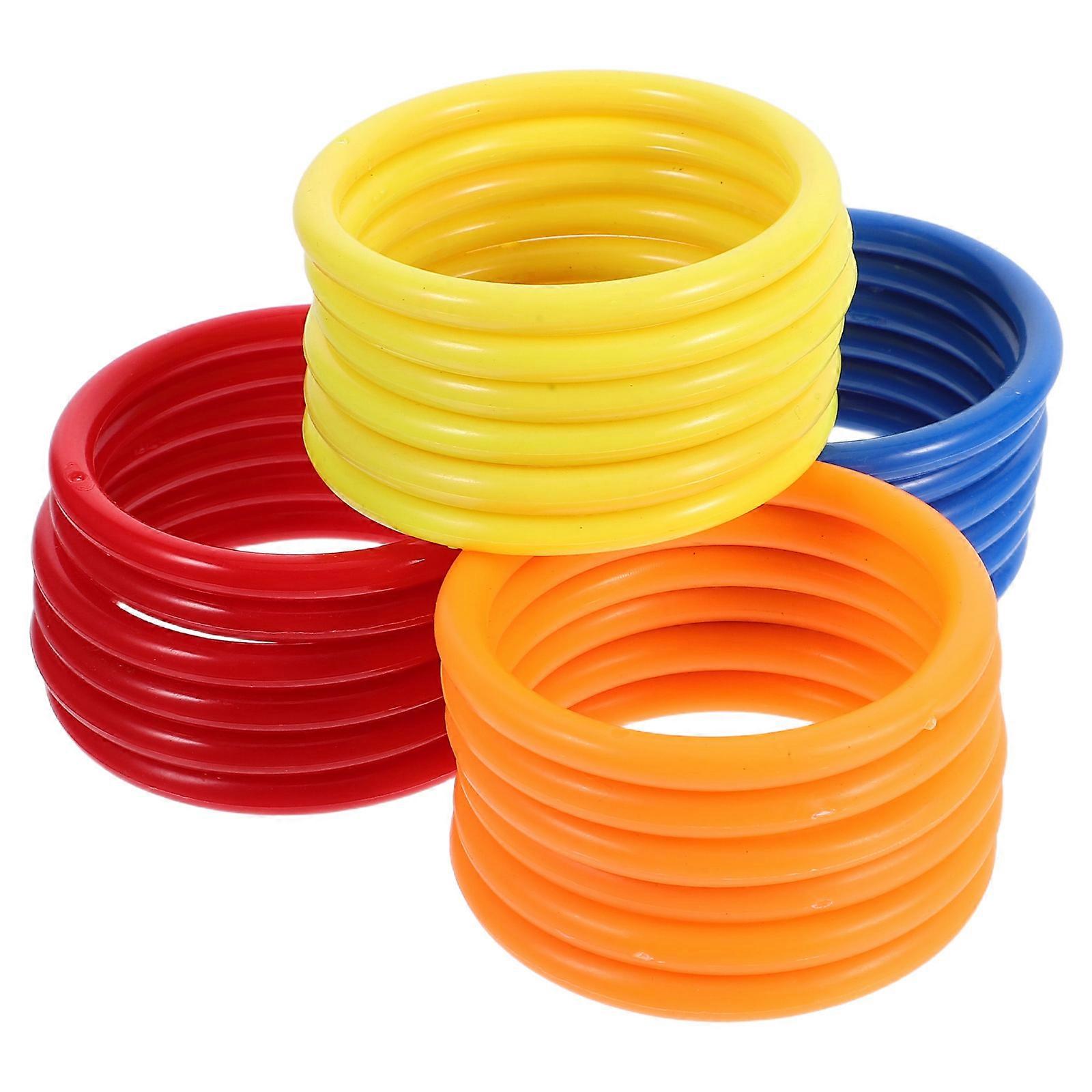 24pcs Plastic Ring Toss Game Set for Outdoor Backyard Play – Fun Educational Activity for Kids & Kindergarten Parties – Random Colors