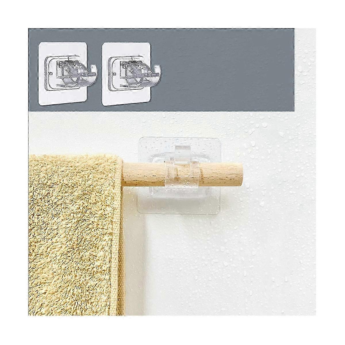 8PCS No Drill Adjustable Curtain Rod Brackets with Self Adhesive Hooks