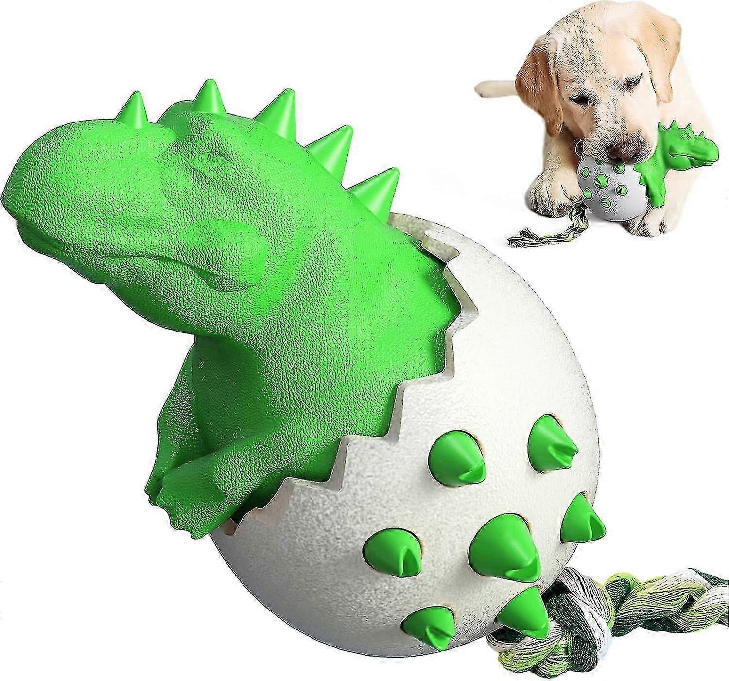 Interactive Dog Chew Toy, Durable Rubber Dinosaur Egg for Dental Cleaning