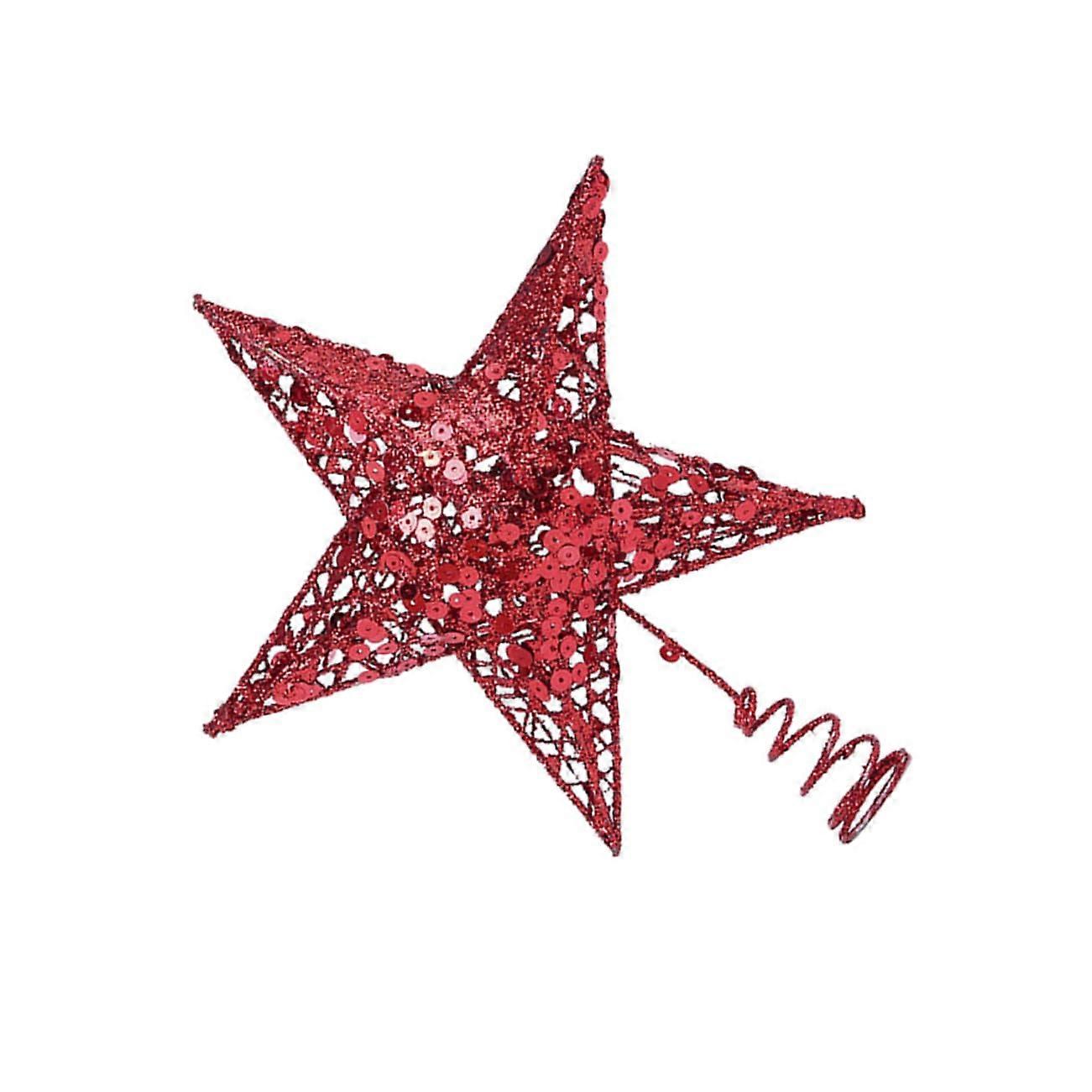 Christmas tree star topper, glittering tree top ornament for festive decoration, red Christmas tree decoration, Christmas tree decorations