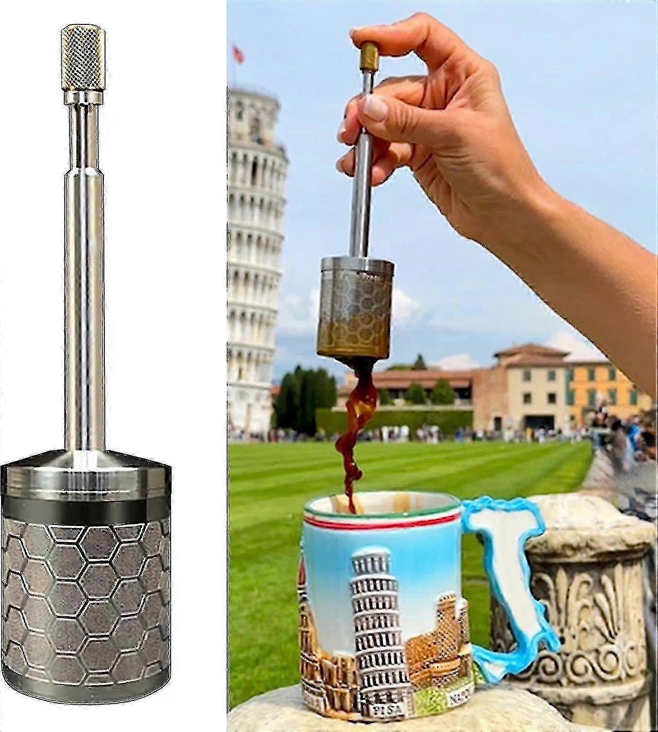 Portable French Coffee and Tea Press Maker, Reusable Wear-Resistant Lightweight Coffee Filter for Travel, Camping, Work, School