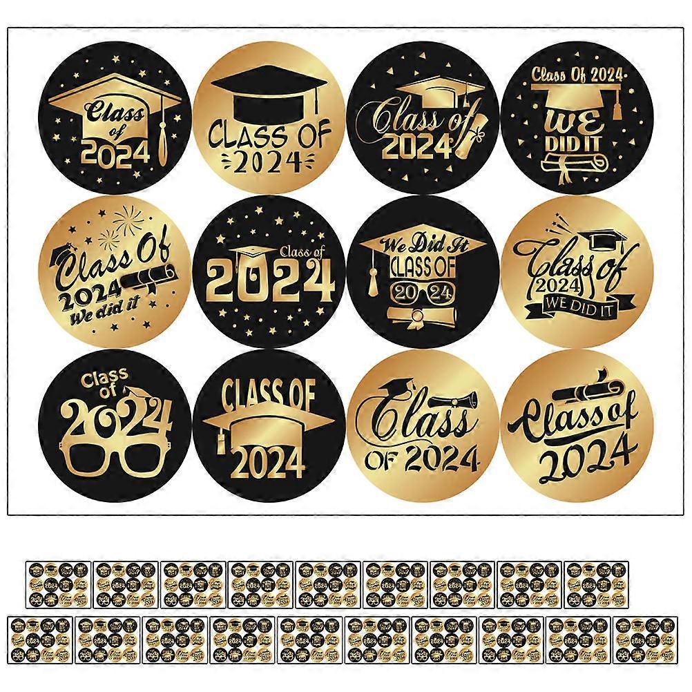 Graduation Party Stickers Decoration Multi-Colored Circular for Envelopes Parties 2024 Graduation Theme 20 Sheets