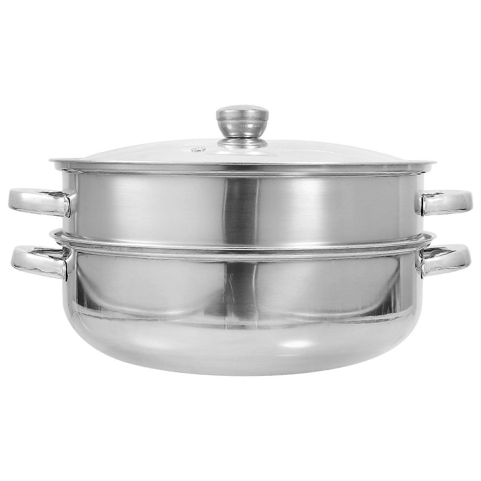 Food Steamer Stainless Steel Doublelayer Steaming Pot Thickened Design 28X14CM Cooking Rice 1Set