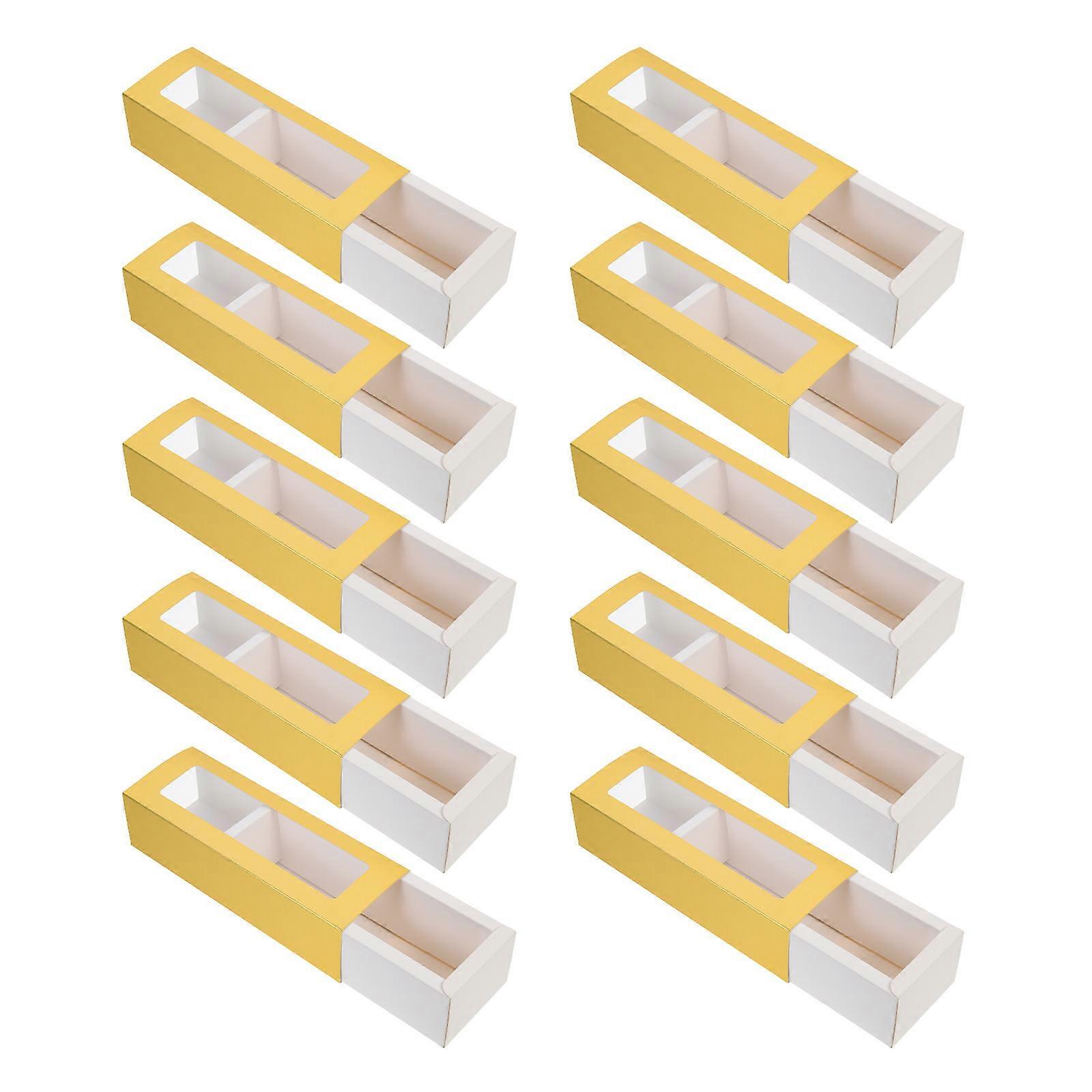 Dessert Packaging Macaron Containers Wedding Occasion Gold Color Square Shape 10.5X7X5CM 10Set