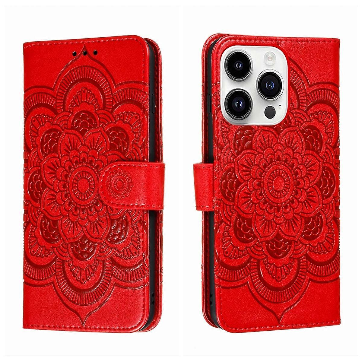Sun Mandala Embossing Leather Phone Case
