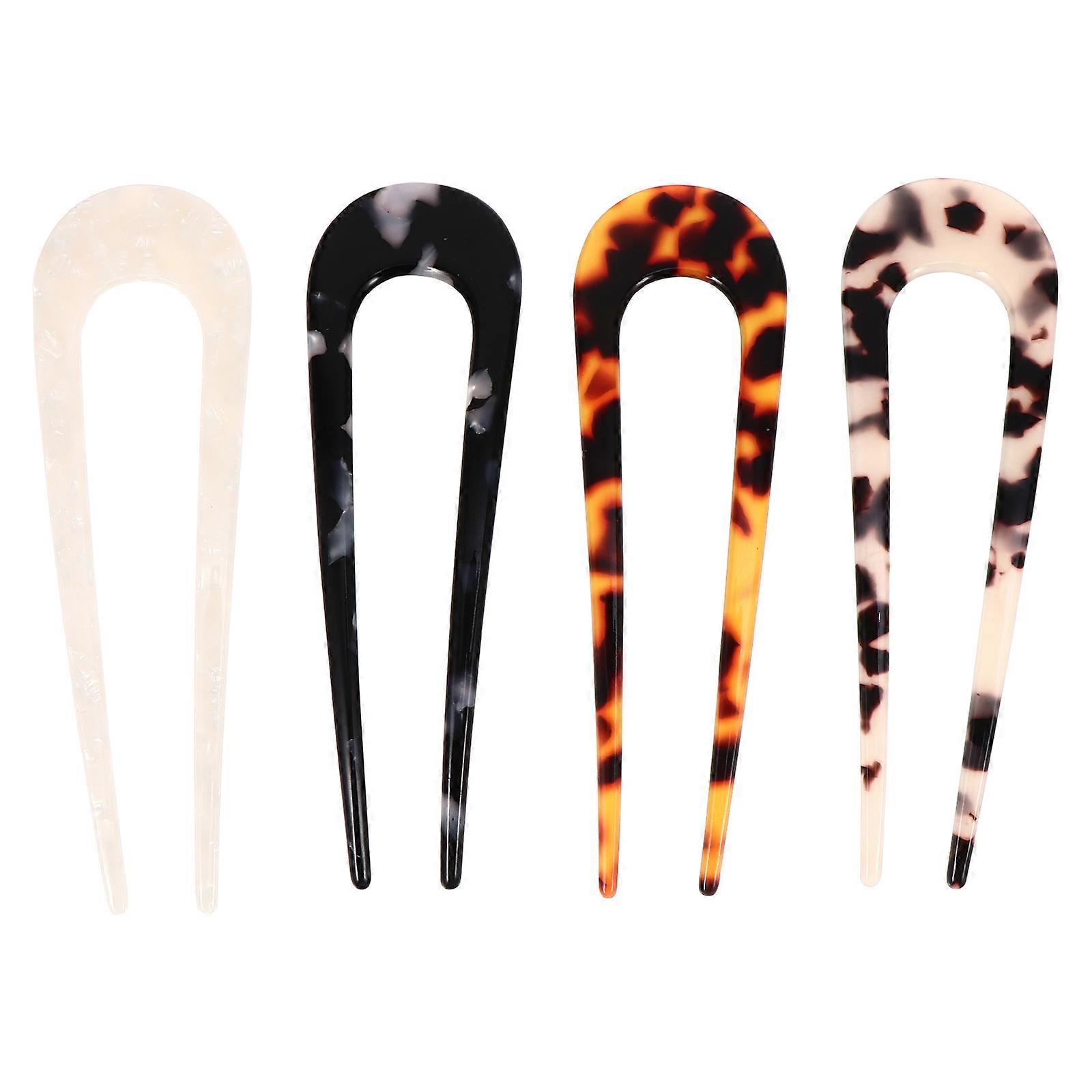 Retro Hairpins for Decoration Assorted Color Synthetic Material Fashionable and Durable 4 Pieces