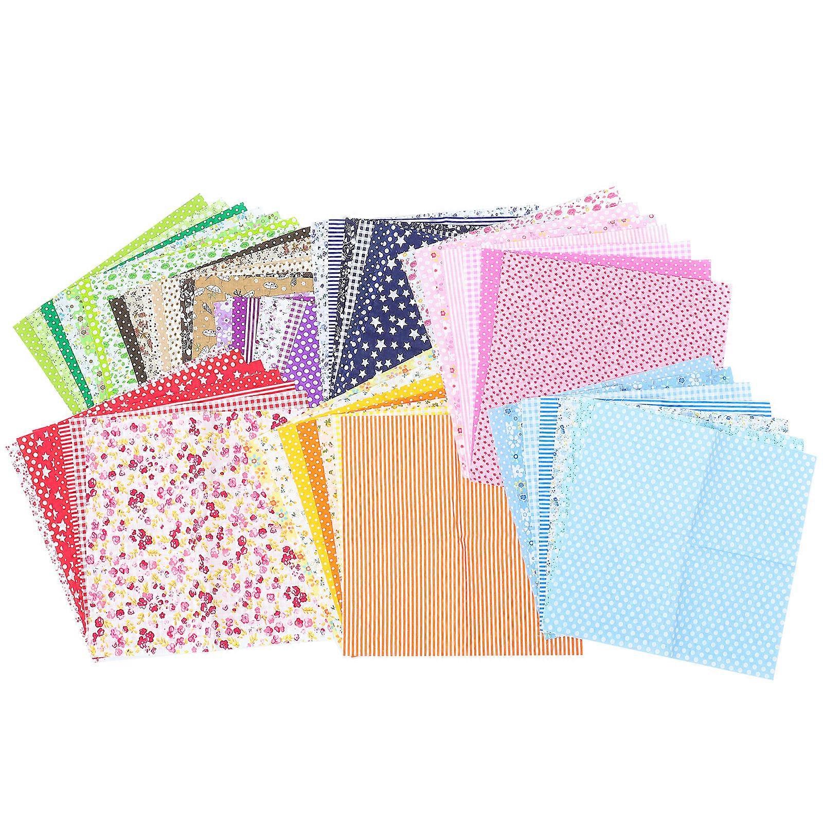 DIY Patchwork Fabric Cotton Material for Home Sewing 56Pcs Assorted Color Sheets