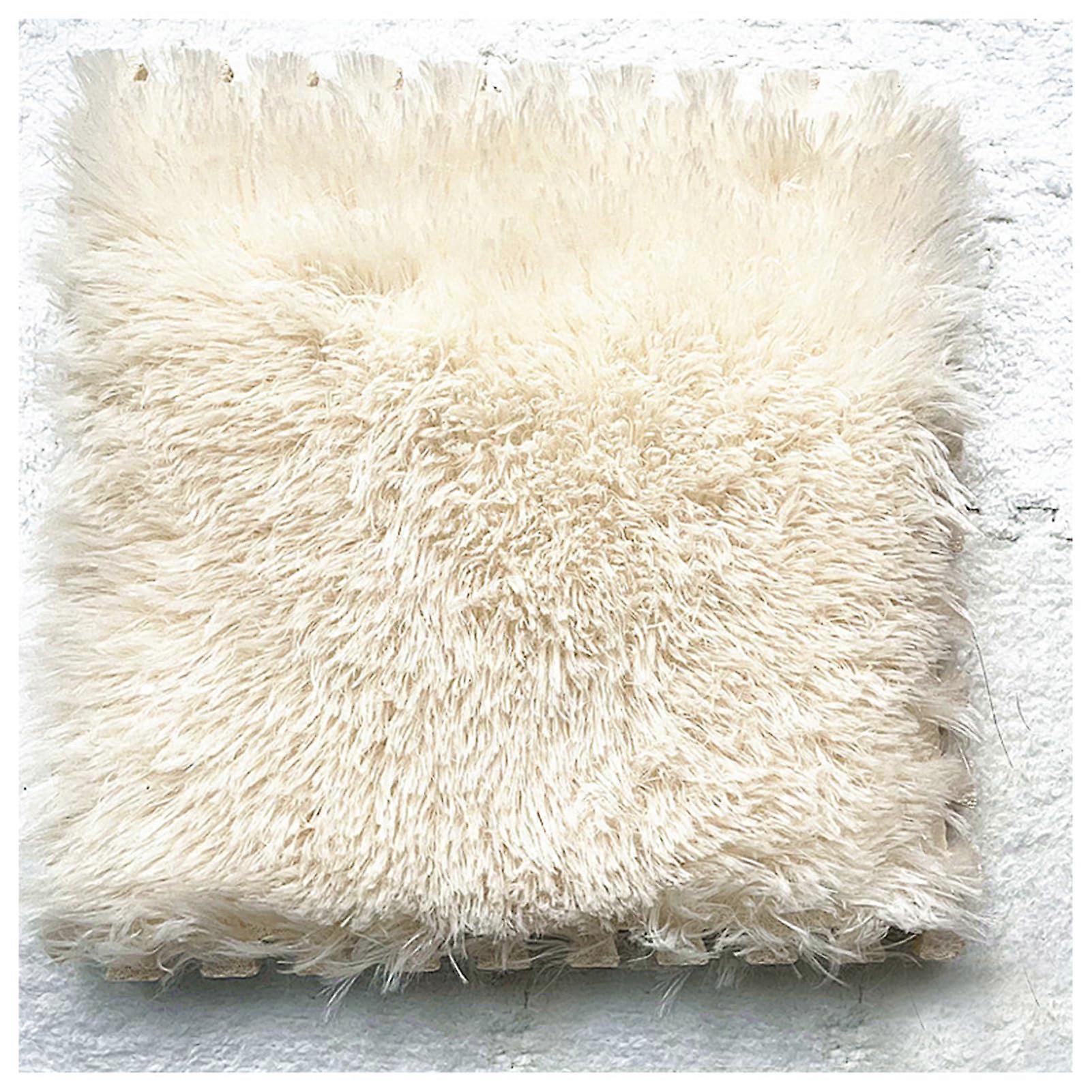 12x12 Inch Beige Interlocking EVA Foam Plush Mats for Home, 0.4 Inch Thick, 10 Pack, Square 1x1 cm