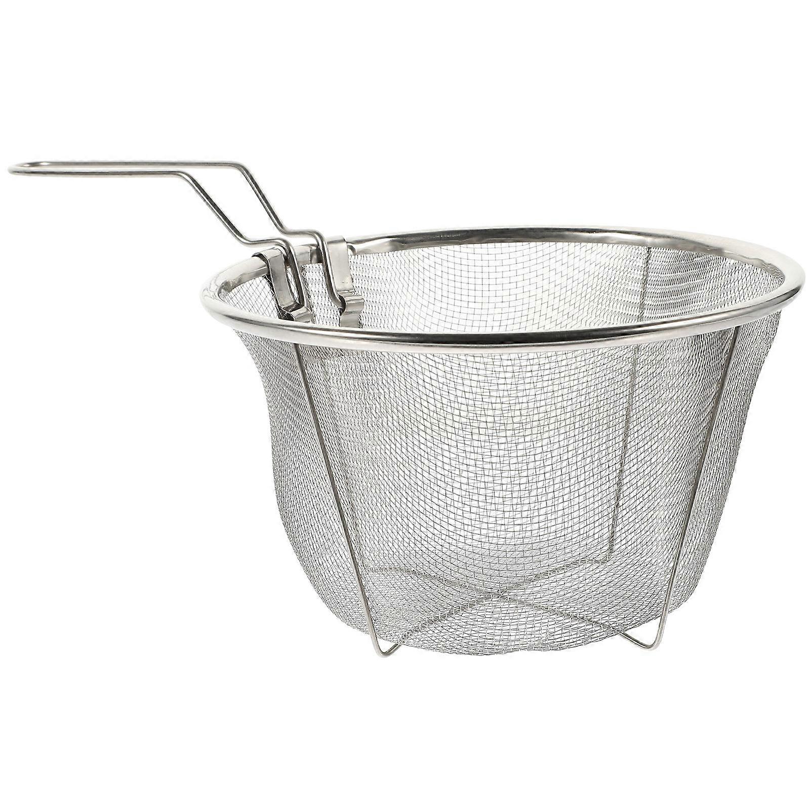 Feinmaschiger Frittierkorb Frying Basket Ergonomic Long Handle Design Silver 31.50X18.00X11.00CM Water Filtering 1Pc