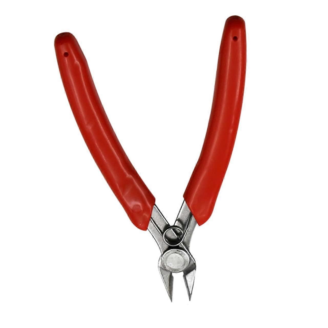 Diagonal Cutting Pliers Red Stainless Steel Mini Size Non-Slip Grip For DIY Electronics