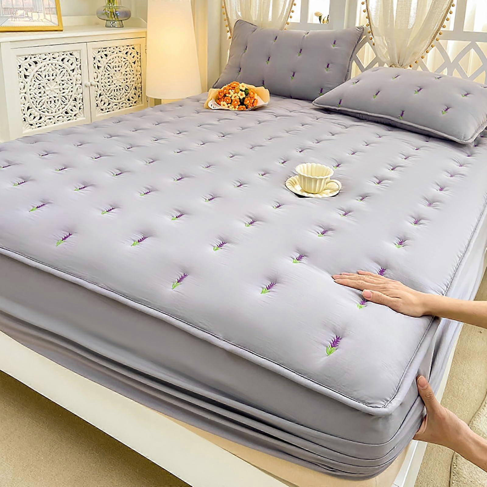 Soybean fiber fitted sheet with elastic pockets, Gray Full (60'x80')