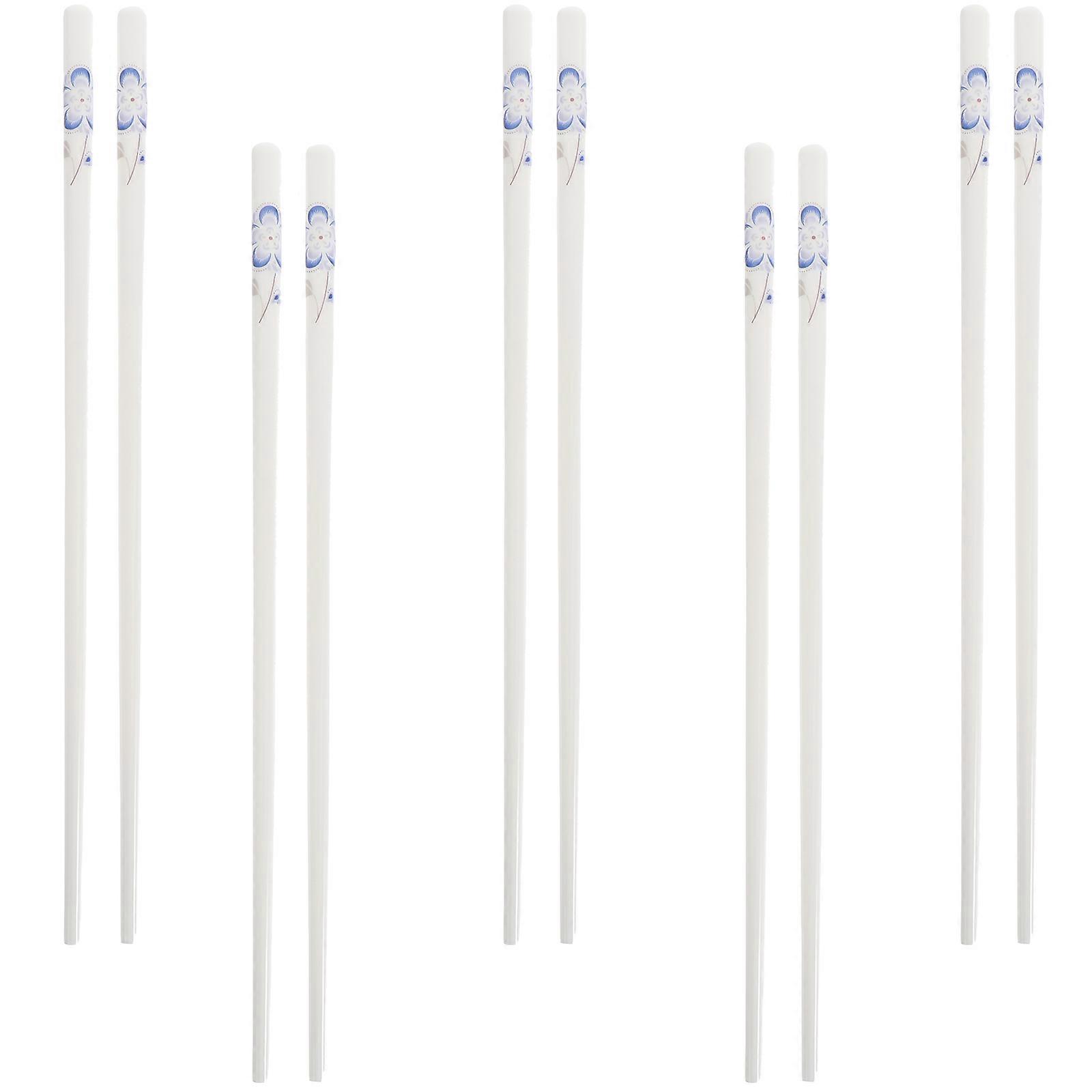 Blue Ceramic Chopsticks with Non Slip Texture for Home Use Easy to Clean and Dishwasher Safe 5 Pairs
