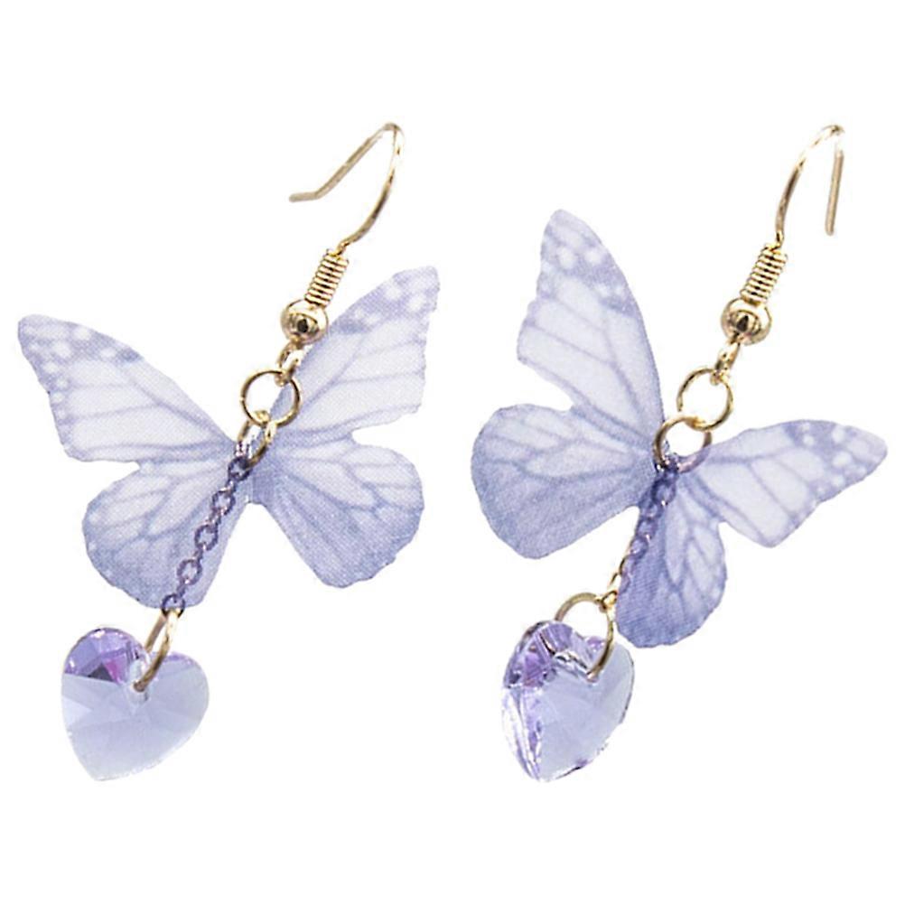 Spring Dangle Earrings Butterfly Earrings Decorative Women Alloy Fabric 4.1x2.2cm 1Pair