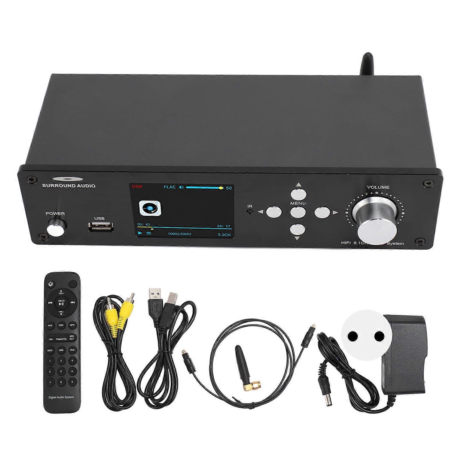 Bluetooth 5.0 Sound Receiver Decoder with 2.8" TFT Screen for Projector & PC, EU Plug