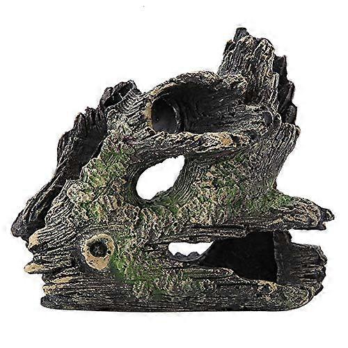 Aquarium Kunstharz Hohle Baumstamm Ornamente - Durable Tree Trunk Hiding Place for Shrimp, Natural Habitat Decor 966