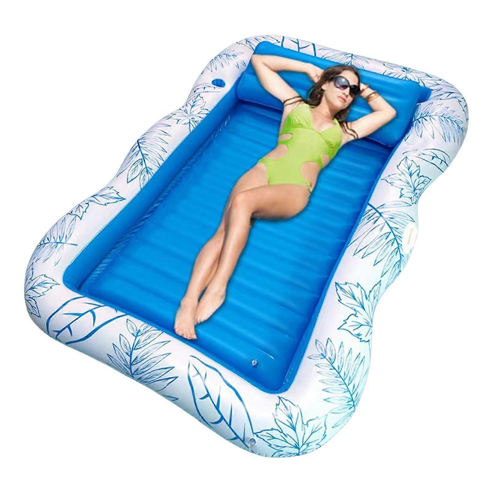 Pool Floats - Pool Floating Mat, Floating Lounge Chair, Soft Lounger With Cup Holder, Water Play Blue S