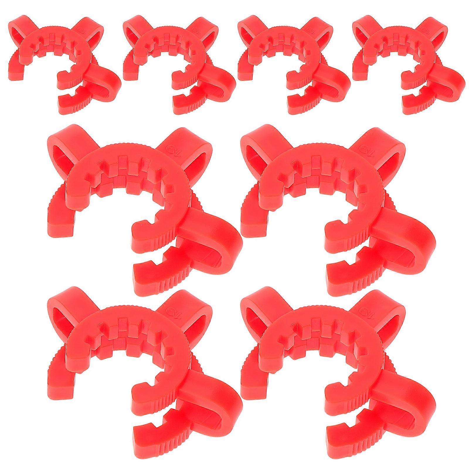 Durable Red Plastic Joints Clips for Laboratory Use Easy Grip 8pcs Pack