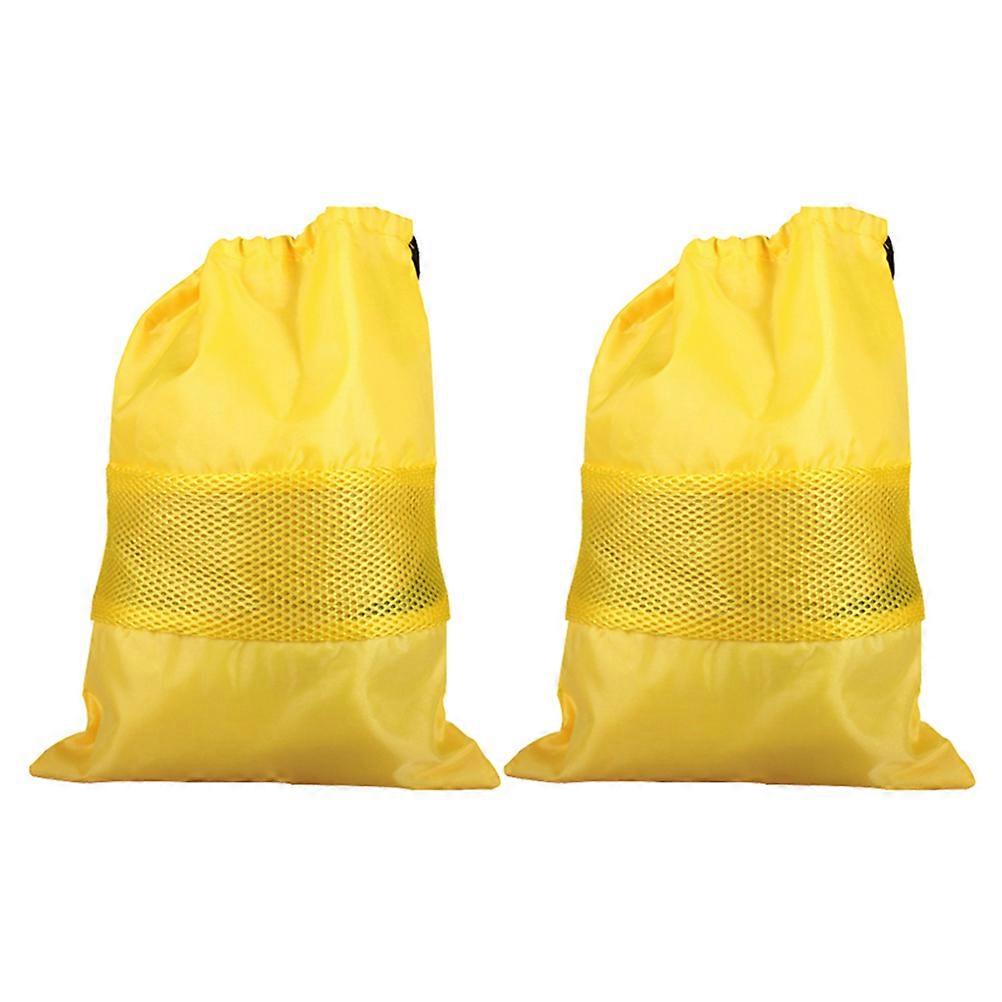 Yellow Drawstring Bag for Fruit Storage Made of 210D Oxford Cloth Protects Bananas with Durable Design 2PCS