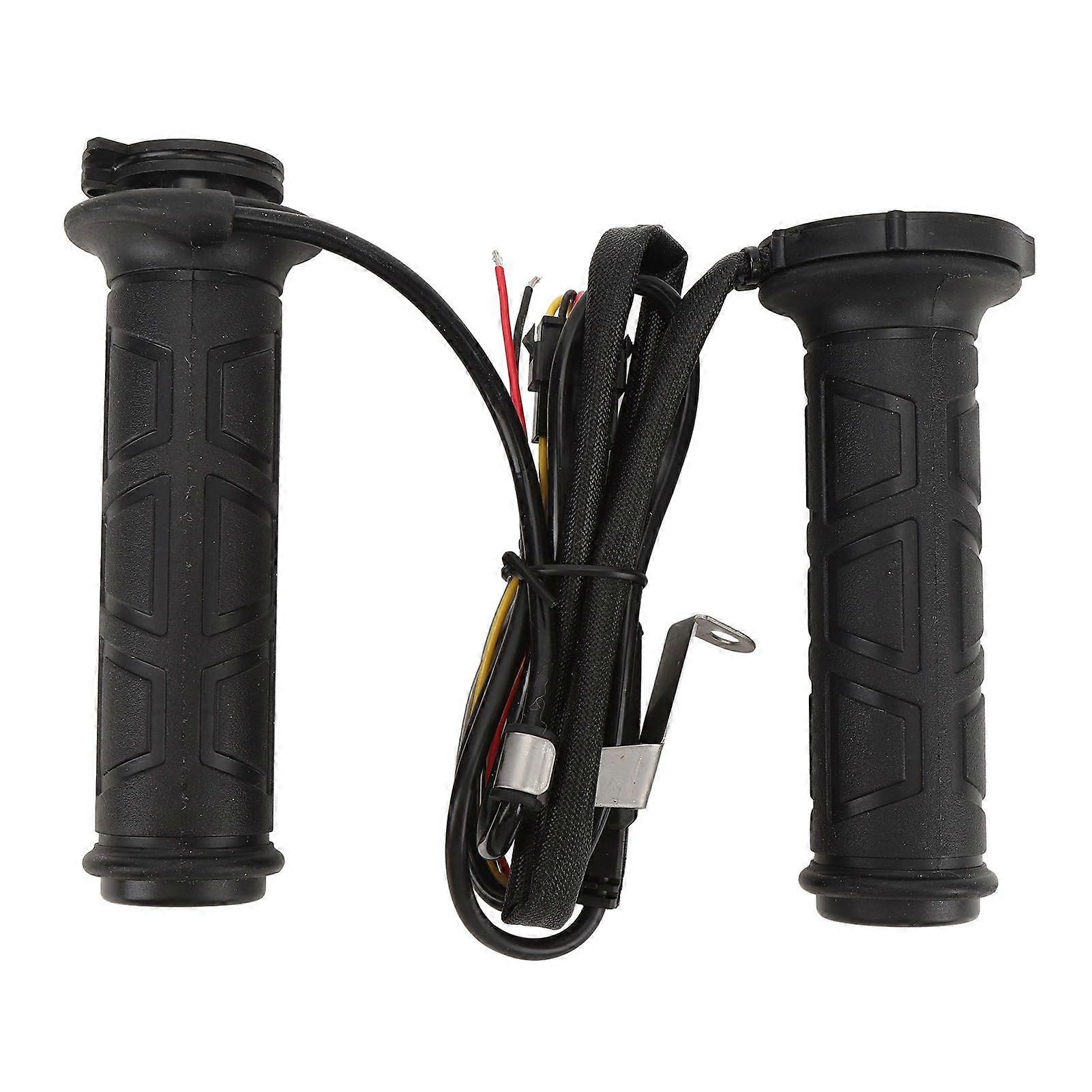 Motorcycle Heated Handlebar Grips Water Resistant DC12V Rubber Electric Hand Grip Warmer with Adjustable Temperature