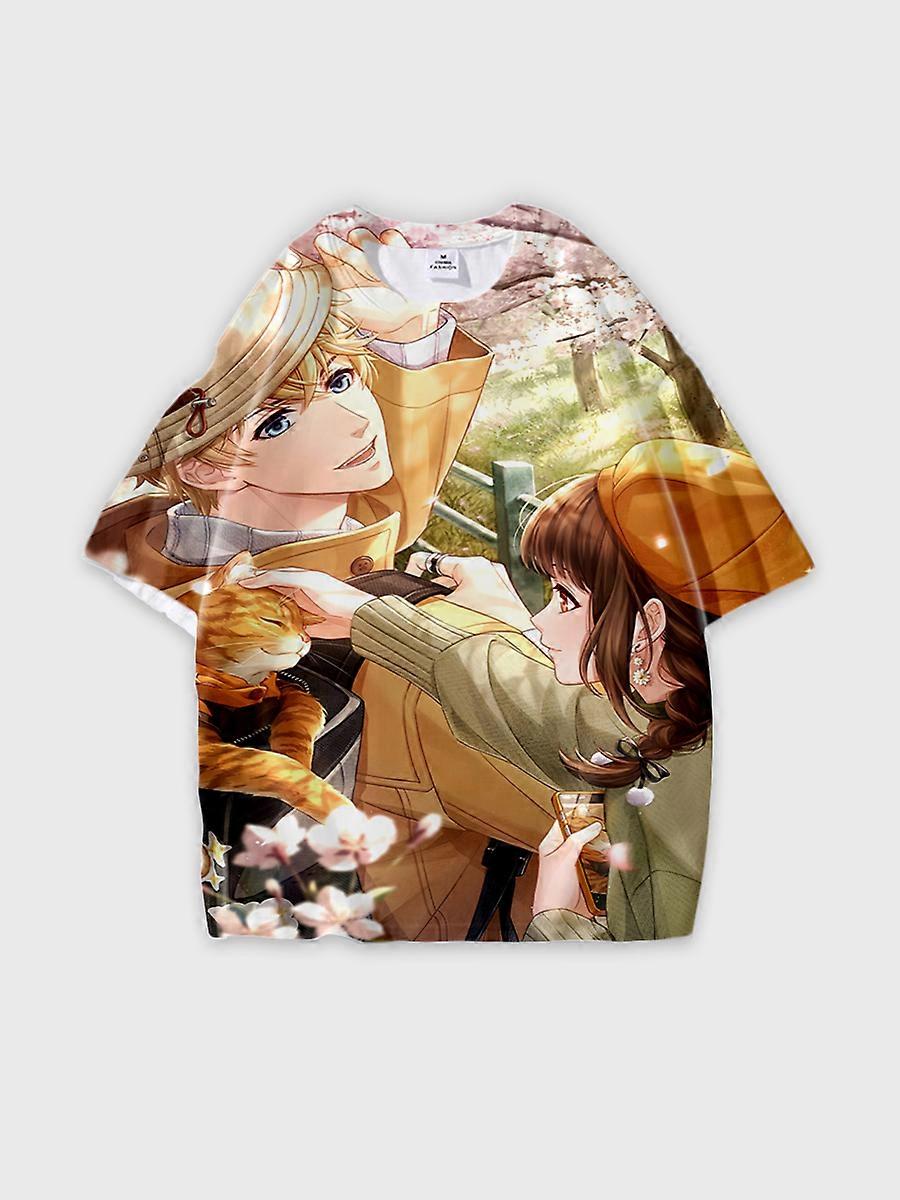 T-Shirt Rundhalsausschnitt Role Pattern locker kurzarm E2169