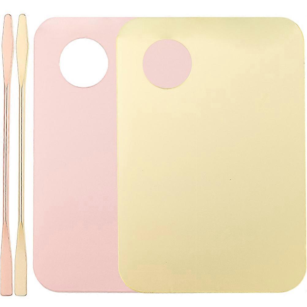 2 Set of Acrylic Makeup Plate Professional Cosmetic Mixing Foundation Plate with Spatula